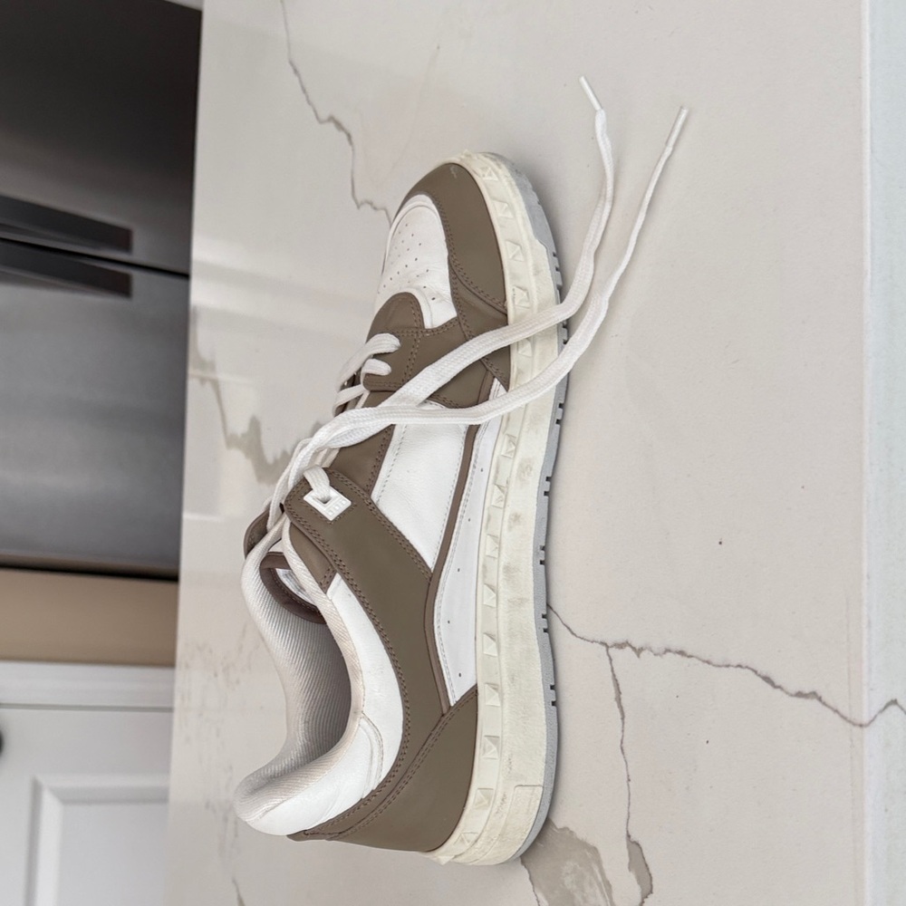 Valentino Garavani Cream and Brown/Green Casual Sneakers Size 10 - Picture 7 of 9